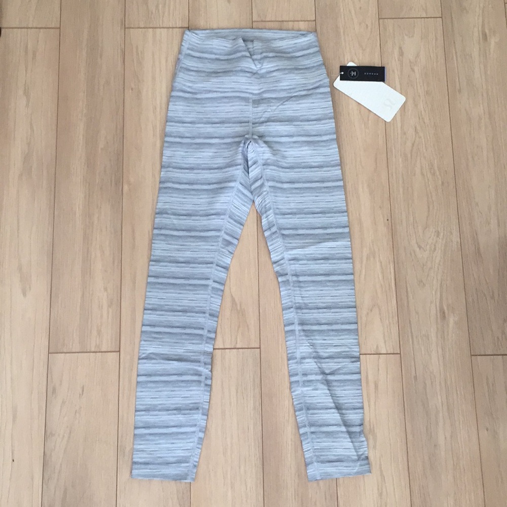 Light grey striped high times lululemon yoga pants